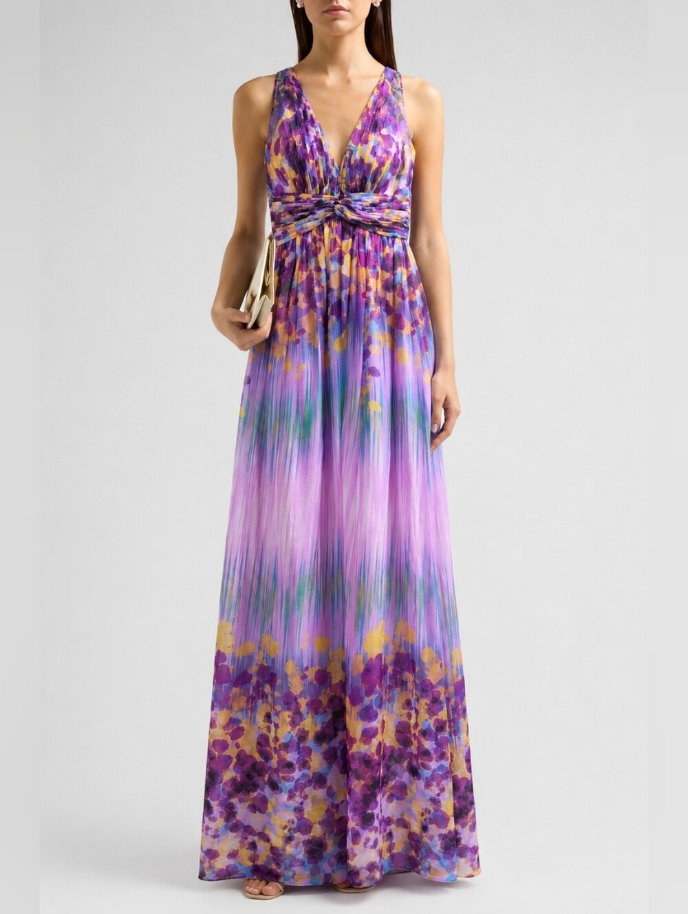 AIDAN MATTOX Watercolor FLORAL BALL GOWN MAXI PROM DRESS Paint Size 0